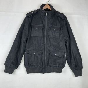 NWT Vintage Sportier Mens Black Military Coat Jacket Polyester Wool XL 18-20